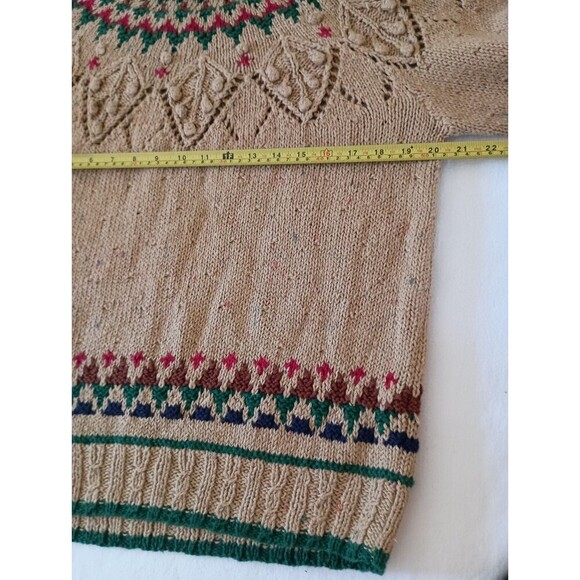 VTG Neutral Tan Nordic Norwegian Fair Isle Sweater Knit Speckled Capsule Small - Picture 4 of 8